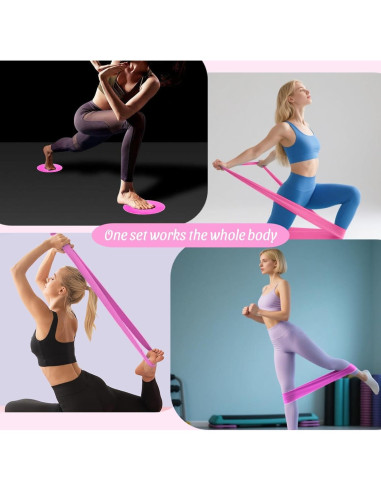 Kit de Pilates VNNYEOZ Rosa - Anillo, Pelota, Pesas y Bandas