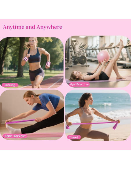 Kit de Pilates VNNYEOZ Rosa - Anillo, Pelota, Pesas y Bandas