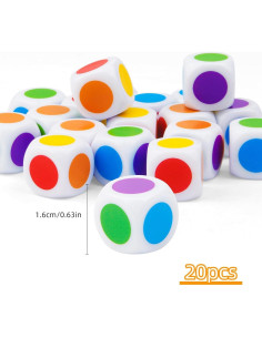 Set de Dados D6 en Blanco 20PCS 16MM para Juegos y Enseñanza 2