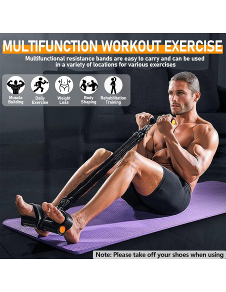 Banda de Resistencia Ajustable HELISAN con Pedal - 4 Tubos 11.34-45.36 kg