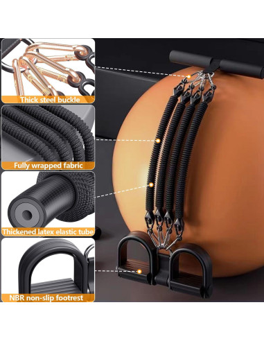 Banda de Resistencia Ajustable HELISAN con Pedal - 4 Tubos 11.34-45.36 kg