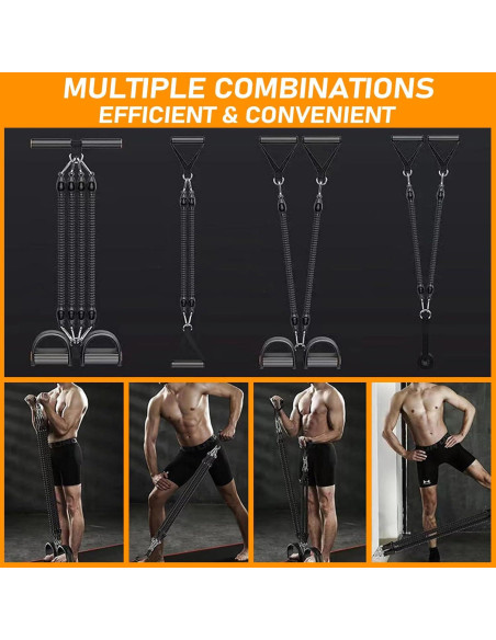 Banda de Resistencia Ajustable HELISAN con Pedal - 4 Tubos 11.34-45.36 kg