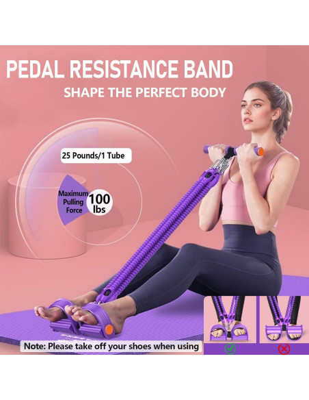 Banda de Resistencia Ajustable HELISAN con Pedal - 4 Tubos 11.34-45.36 kg