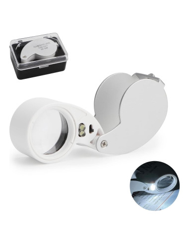Lupa de bolsillo iluminada Rongon 40X con LED para joyeros