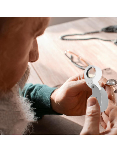 Lupa de bolsillo iluminada Rongon 40X con LED para joyeros