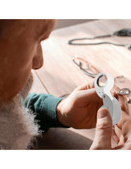 Lupa de bolsillo iluminada Rongon 40X con LED para joyeros