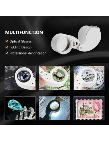 Lupa de bolsillo iluminada Rongon 40X con LED para joyeros