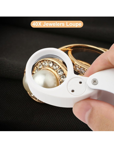 Lupa de bolsillo iluminada Rongon 40X con LED para joyeros