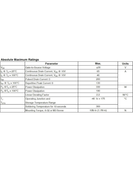 5 Transistores MOSFET IRFB4227 Canal N 65A 200V TO-220AB