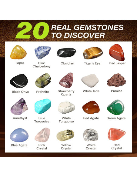 Kit de Excavación de Gemas LotFancy - 20 Gemas Reales para Niños 8+