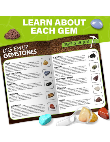 Kit de Excavación de Gemas LotFancy - 20 Gemas Reales para Niños 8+