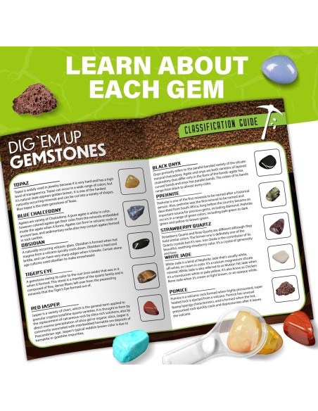 Kit de Excavación de Gemas LotFancy - 20 Gemas Reales para Niños 8+