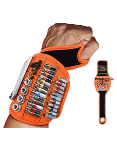 Pulsera Magnética Sheriffdrink para Herramientas - Ajustable, Negra y Naranja