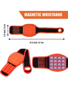 Pulsera Magnética Sheriffdrink para Herramientas - Ajustable, Negra y Naranja 2