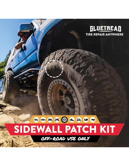 Kit de Parcheo Externo GlueTread para Neumáticos ATV - Repara 4 Neumáticos