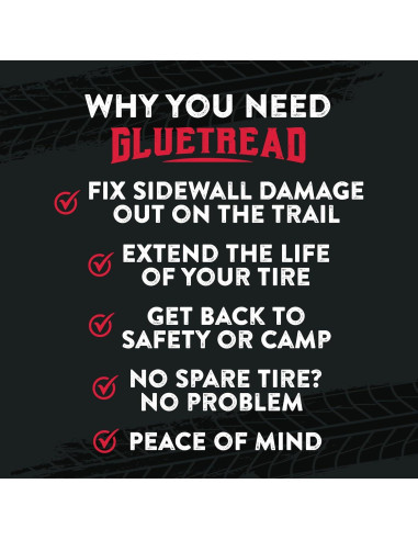 Kit de Parcheo Externo GlueTread para Neumáticos ATV - Repara 4 Neumáticos