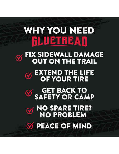 Kit de Parcheo Externo GlueTread para Neumáticos ATV - Repara 4 Neumáticos