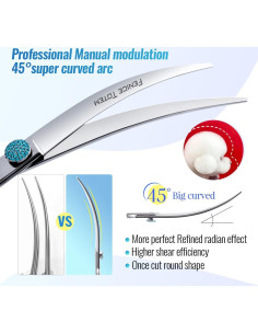 Tijeras Curvadas Profesionales FENICE TOTEM 6.5" Acero Inoxidable 2