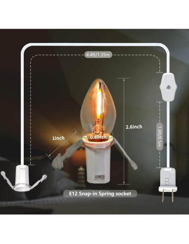 Cuerda de Accesorio KGC C7 con 4 Bombillas LED E12 120V