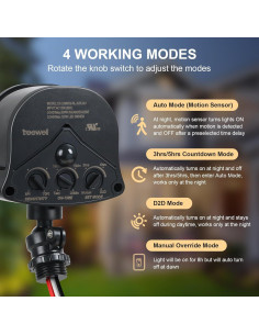 Sensor de Movimiento Treewell 240 360 Ajustable 21.34m 2
