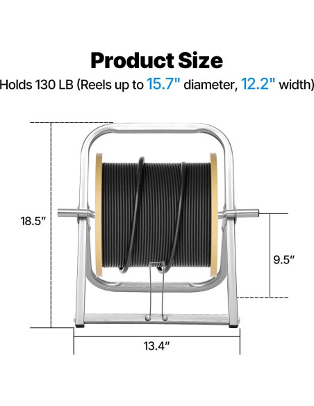 Soporte de Carrete de Cable Industrial Feimire 33x41cm Alta Resistencia