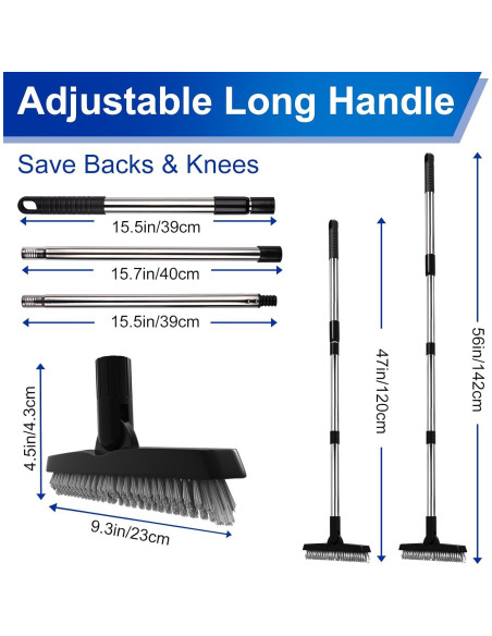 BITOPE Cepillo de Juntas Giratorio 142 cm con Mango Telescópico
