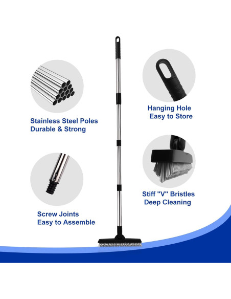 BITOPE Cepillo de Juntas Giratorio 142 cm con Mango Telescópico