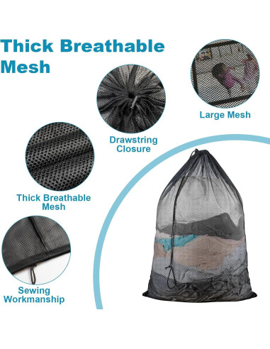 Paquete de 3 Bolsas de Lavandería de Malla Grande EyvirQic 61x91 cm