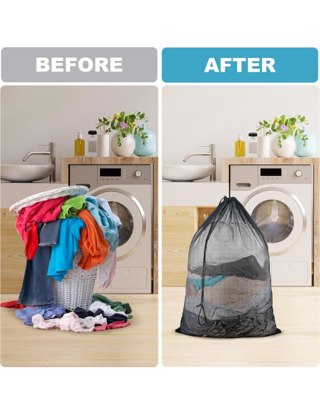 Paquete de 3 Bolsas de Lavandería de Malla Grande EyvirQic 61x91 cm