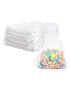 Bolsas de Organza Transparentes 10x15 cm - 60 Pcs - Cierre