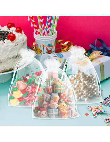 Bolsas de Organza Transparentes 10x15 cm - 60 Pcs - Cierre