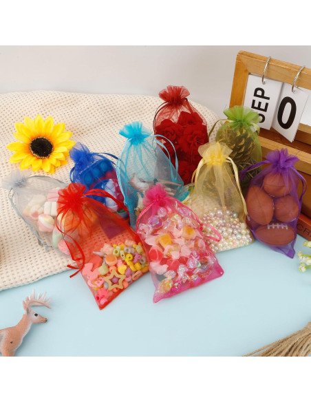 Bolsas de Organza Transparentes 10x15 cm - 60 Pcs - Cierre