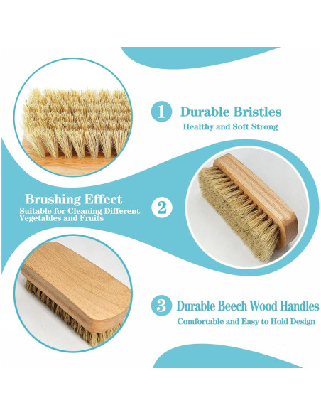 2 Cepillos de Madera para Lavar Verduras QuZCarious 10.9cm