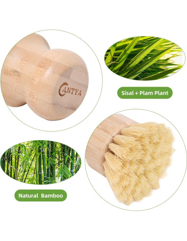 Juego de 4 Cepillos de Platos de Bambú ANTYA Ecológicos