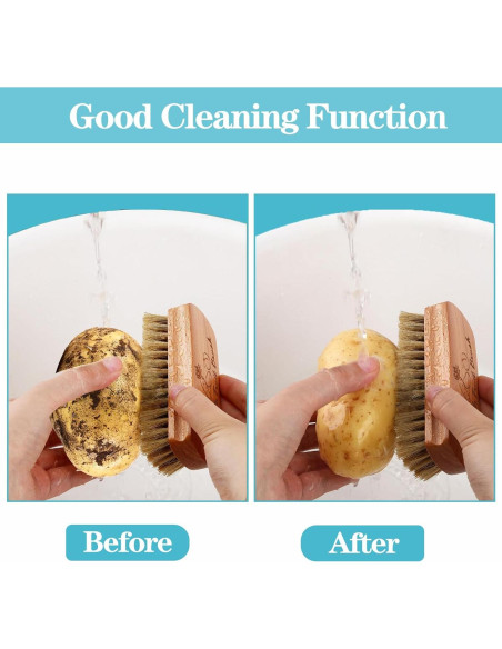 2 Cepillos de Madera para Lavar Verduras QuZCarious 10.9cm
