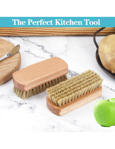 2 Cepillos de Madera para Lavar Verduras QuZCarious 10.9cm