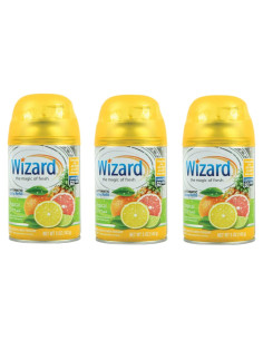 3 Recargas Automáticas Aerosol Wizard 5 oz Cítrico Tropical