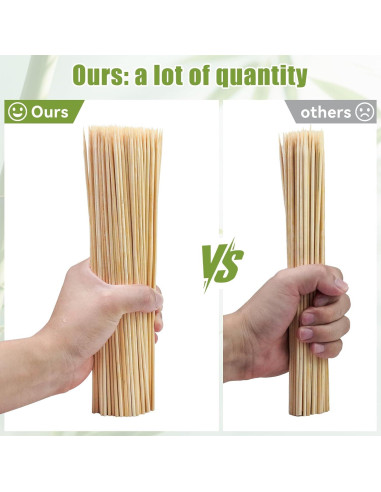 200 Brochetas de Bambú 30.48 cm Aerisque para BBQ y Fiesta