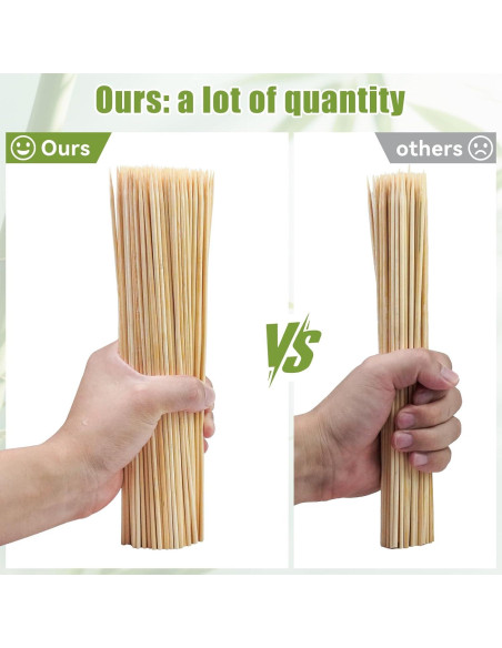 200 Brochetas de Bambú 30.48 cm Aerisque para BBQ y Fiesta