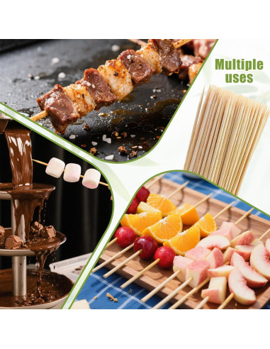200 Brochetas de Bambú 30.48 cm Aerisque para BBQ y Fiesta
