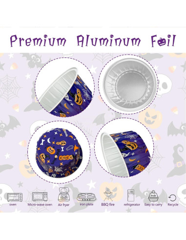 100 Vasos de Aluminio Desechables Augoog 125ml Halloween