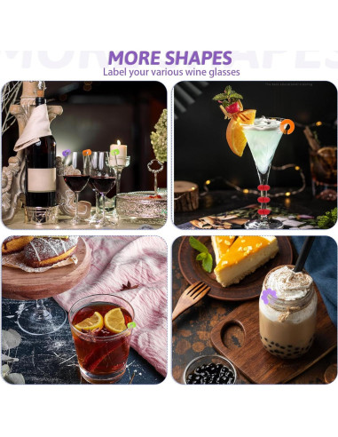 18 Marcadores de Copas de Vino Silicona FdcLixuvol - 3 Formas