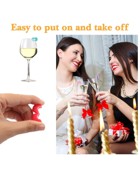 Marcadores de Copas de Vino 24PCS Silicona Coloridos Loghohu