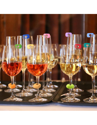 Marcadores de Copas de Vino 24PCS Silicona Coloridos Loghohu