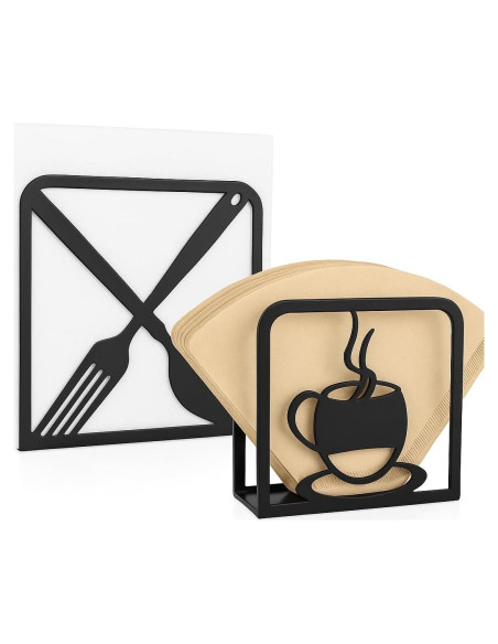 Juego de 2 Soportes Decorativos para Servilletas LFT Negro