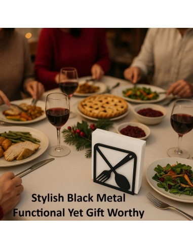 Juego de 2 Soportes Decorativos para Servilletas LFT Negro