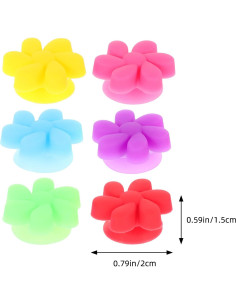 Marcadores de Copas de Vino VOSAREA 6 Piezas Silicona Flores 2