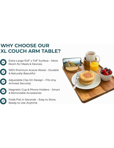 Mesa de Brazo de Sofá Plegable Complete Provisions XL 40.1x30cm