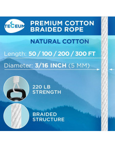 Cuerda de Algodón TECEUM 5 mm - 60.96 m Multiusos Blanca 2