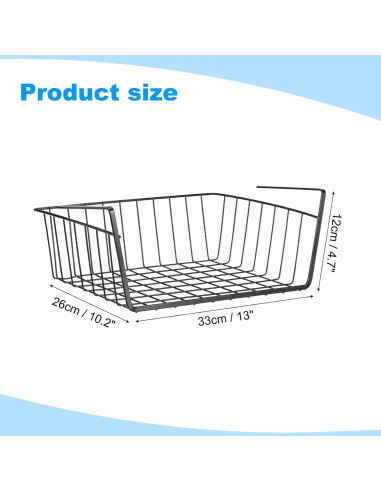 Canasta de Almacenamiento Bajo Estante PATIKIL 33x26x12cm - Paquete de 6